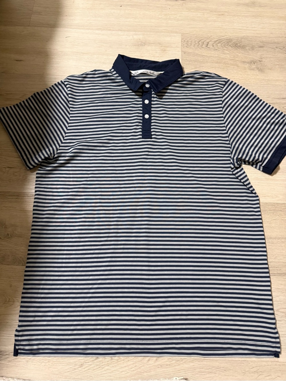 Travis Mathew Mens Navy Gray Striped Performance Tour Golf Polo Shirt XL